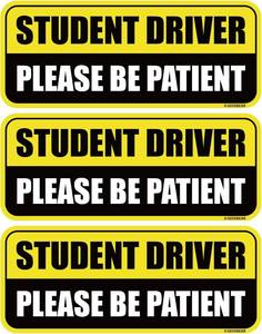 lot 142133 image: GEEKBEAR Student Driver Car Magnet - Colorful, Reflective, Weather-Resistant - Rectangular 8.7 x 3.5 in (YellowBlack, 3 Pack)