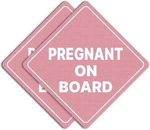 lot 142136 image: GEEKBEAR Pregnant on Board Car Sign - Sticker or Magnet & Color Options, Weather-Resistant - Diamond Shape 6.8 x 6.8 in (See-Through Sticker, Light Pink, 2 Pack)