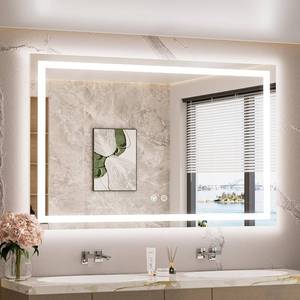 lot 242025 image: Retails for $199 TETOTE LED Lighted Bathroom Mirror with Lights 48 x 30 Brighter Front and Backlit Light up Mirror for Bathroom Wall, Illuminated Vanity Anti Fog Mirror, 3-Color Stepless Dimmable, Tempered Glass