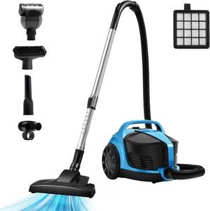 lot 242030 image: Canister Vacuums 45Kpa 1600W Canister Vacuum Cleaners for Home Double HEPA Filter 4.5Qt Bagless Vacuum Cleaner Lightweight Canister Vacuum Cleaner for Hard Floors Carpet Pet Upholstery Tiles Car Blue