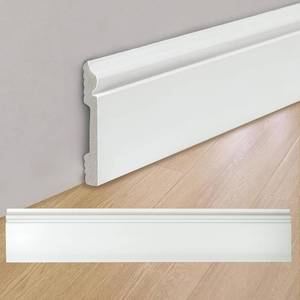 lot 242044 image: 10 Pcs Wall Baseboard Molding Trim 45 in, High Impact Polystyrene Waterproof Skirting Board for Home Decor, Installed with Glue Not Included