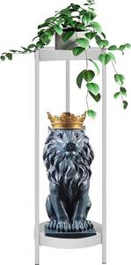 lot 242047 image: Plant Stand,2 Tier Metal Flower Plants Holder with 2 Removable Display for Indoor or Outdoor,Pot Plant Planter Display(30 X 10in,White)