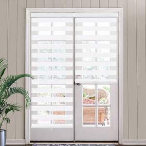 lot 342050 image: SEEYE Cordless Zebra Blinds for Window, French Door Blinds Free-Stop Roller Window Shades with Valance 30 W x 64 H, Light Filtering Window Treatment Sheer Blinds & Shades Easy to Install, White