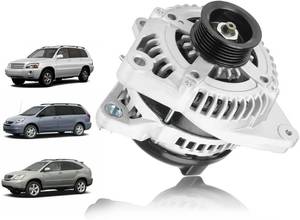lot 342051 image: Retails for $102 12V 130A Alternator FIT Toyota Highlander 2004-2007 Sienna 2004-2006 Lexus RX330 3.3L, 4-Pin Oval Connector 6-Groove Pulley, Replaces 27060-0A100 27060-0A130 104210-3750