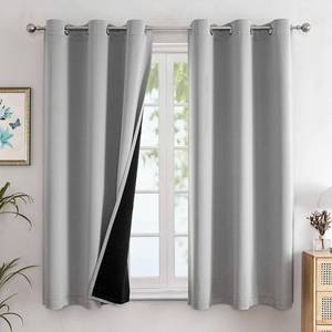 lot 342058 image: ChrisDowa 100% Blackout Curtains for Bedroom with Black Liner, 2 Thick Layers Total Blackout Thermal Insulated Grommet Window Curtains 63 Inch Length 2 Panels Set (Light Grey, 42 x 63 Inch)