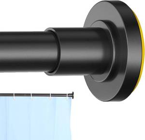 lot 441972 image: Black Shower Curtain Rod 31 to 80 Inch,1 Inch Diameter Adjustable Spring Tension Stainless Steel Telescoping Rod,Easy Install,No Rust