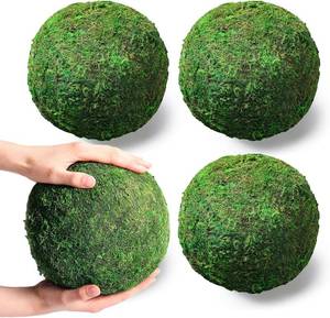 lot 441973 image: 4 Pcs Large Green Moss Balls Artificial Moss Balls Spring Vase Bowl Fillers Hanging for Spring Home Wedding Garden Farmhouse Autumn Table Centerpieces Indoor Outdoor Decor (5.9)