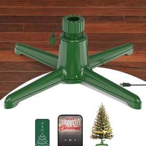 lot 441975 image: Patent Pending  Musical Rotating Christmas Tree Stand, UL Certified Up to 9ft 120 lb Artificial Christmas Tree with Speaker, Spinning Stand with Remote, Fit for 1.25-2 in Tree Poles - 800W