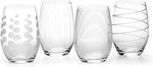 lot 441978 image: Mikasa Cheers Stemless Wine Glasses, Set of 4, 17-Ounce Clear Glasses, Durable and Elegant, Perfect for Red or White Wine, Dishwasher Safe