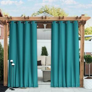 lot 441991 image: NICETOWN 2 Panels Outdoor Curtains Waterproof Fixed GrommetBack Tab on Top & Bottom, Thermal Insulated Windproorf Sun Blocking Outdoor Drapes with Rope for PatioGazebo, W52 x L84, Peacock Teal