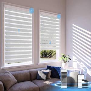 lot 442000 image: Retails for $102 Motorized Zebra Blinds with Remote,Rechargeable Smart Electric Cordless Shade White 34 W X 72 H