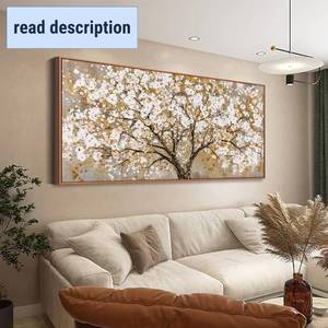 lot 142113 image: Retails for $153 Large Wall Art Print Gold Abstract Tree Of Life Framed Modern Artwork Canvas Painting Gold Tree Pictures Home Decor Ready To Hang For Bedroom Living Room 29 X 58