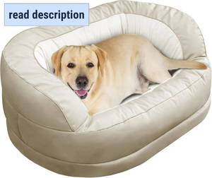 lot 342032 image: Calming Dog Bed for Large Medium Dogs, XXL 16 Depth High Sides Cuddler Large Dog Couch Bed Oval Anti Anxiety Dog Bed with Head Support - Supportive Foam and Soft Cotton, Beige