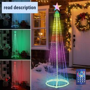 lot 342052 image: 6FT Christmas Outdoor Decorations-USB Christmas Tree Waterfall Lights,Remote & APP Control Multicolor LED Light Large Christmas Trees Yard Garden Office Decor