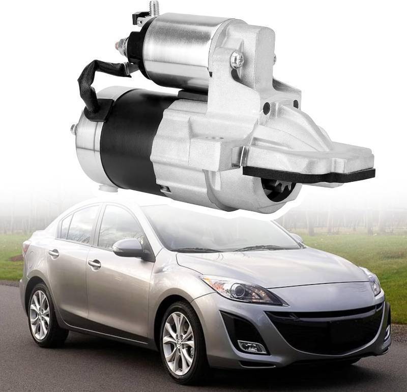 lot 121358 image: 17598 Starter Motor Compatible with 2010-2013 Mazda 3 2012-2013 Mazda 5 2011-2013 Mazda 6 2011-2012 Mazda CX-7, L4 2.3L 2.5L, 12V 1.4KW 11 Teeth Clockwise, Replace# 17598N 410-48362 L538-18-400R0B