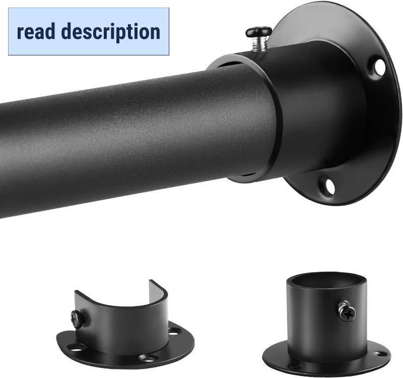 lot 121367 image: Closet Rod - 17-100 Inches, 1.3 Inch Diameter Heavy Duty Closet Rods Extender Hanging - Metal Matte Black Adjustable Clothes Hanging Bar, for Closet, Bathroom, Windows