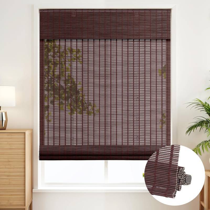 lot 221339 image: SEEYE Cordless Roman Shades - Natural Bamboo Blinds for Indoor Windows, Roll Up Blind Light Filtering Shade for Home, Doors, UV Resistant & Easy to Install, 38 W x 64 H, Brown