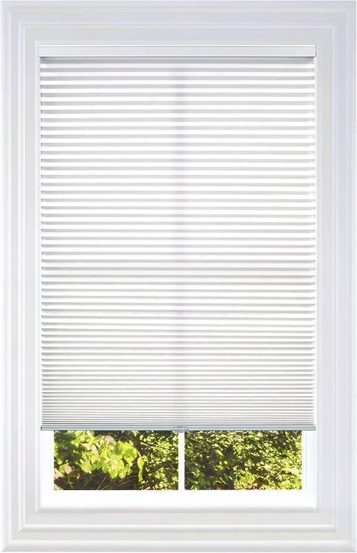 lot 321214 image: BlindsAvenue Cellular Honeycomb Cordless Polyester Shade, 916 Single Cell, Light Filtering, White, Size 38 W x 72 H