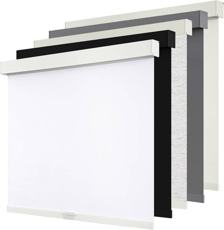 lot 421325 image: Cordless Blackout Roller Shades Blinds for Windows Free-Stop,Pull Down Room Darkening with Valance,Thermal Insulated Woven Fabric Window Door Blinds for Home,Office,White 30.5 W x 72 H