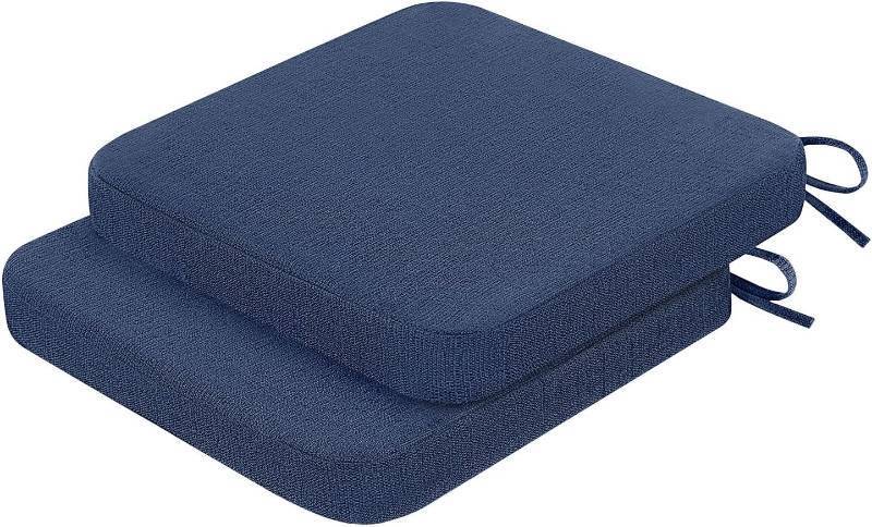 lot 421339 image: Cozyide Chair Cushions for Dining Chairs, Square Chair Pads with Ties and Non-Slip Bottom, Kitchen Chair Cushions 2 Pack, 16 x 16 x 2, Navy