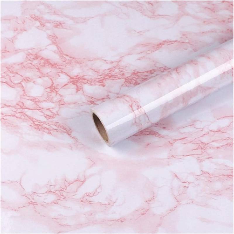 lot 421356 image: practicalWs 15.7in x 472.4in WhitePink Marble Stick Paper Peel and Stick Countertops Self-Adhesive Vinyl Watertight Wallpaper Great As Cabinets Drawer Shelf Wall Crafts Wall Paper Decorations