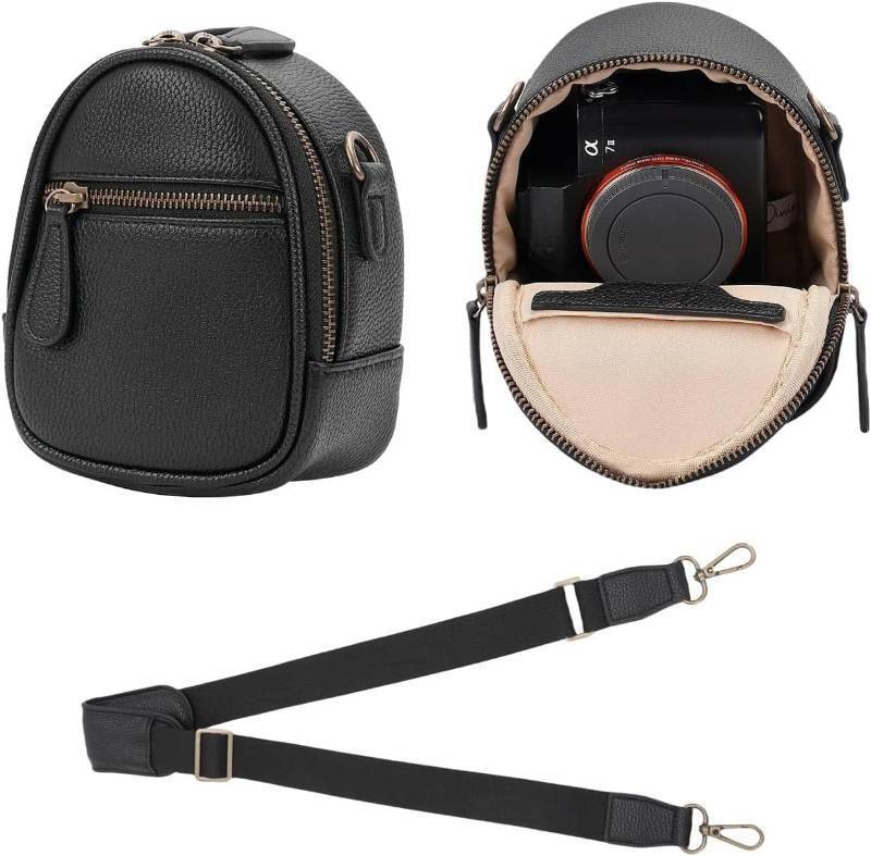 lot 9187248 image: Divvia Small Camera Sling Bag,PU Leather Waterproof & Protective Small Camera Bag Crossbody Camera Bag Shockproof Case for Canon PowerShot ELPH 180190  Sony DSCW800DSCW830-1L Black