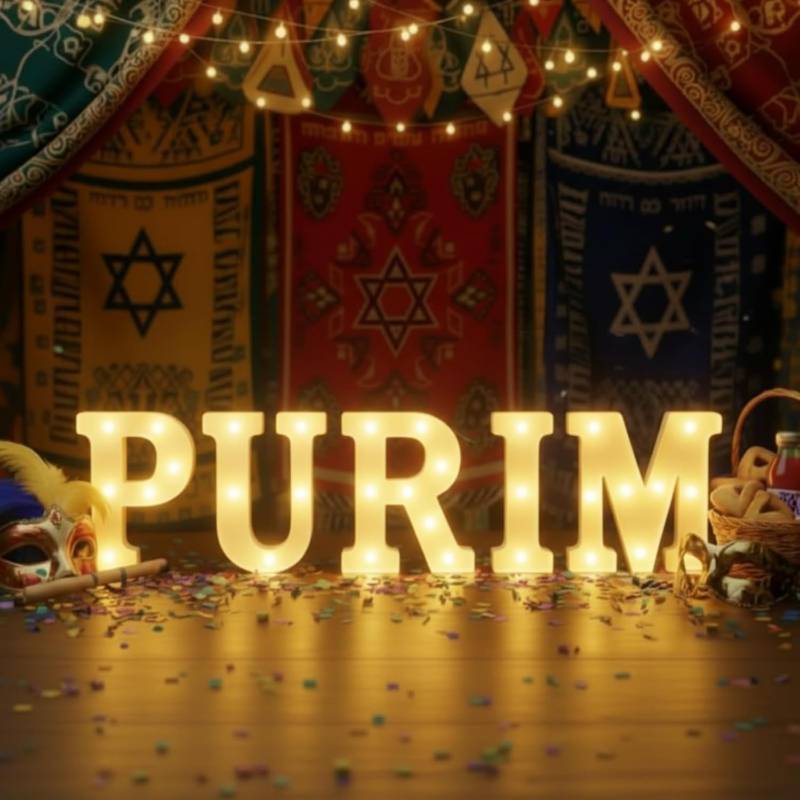 lot 291601 image: Honoson 5 Pcs Happy Purim Party Decorations Purim Light up Neon Lights Sign for Jewish Carnival Party Indoor Outdoor Table Wall Decorations Activity Supply