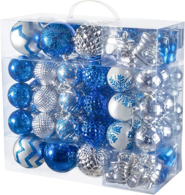lot 291602 image: 116pc Shatterproof Christmas Ball Ornaments Set with Gift Box - For Tree, Home, Wedding, Party