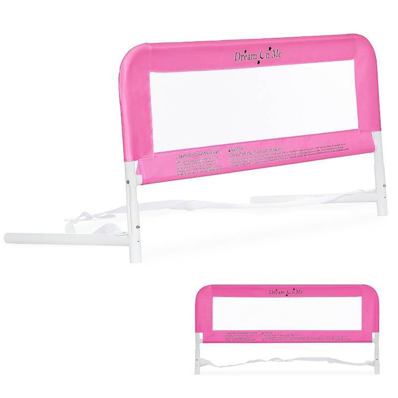 lot 391621 image: Dream On Me Mesh Security Bed Rail   Toddler Safety Guard with breathable mesh, reinforced anchor system, lightweight, portable, fits adult twin-size beds, Pink