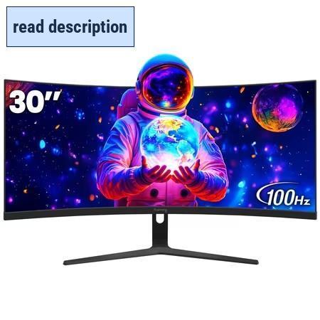 lot 391626 image: Retails for $220 Suevery 30 100Hz Ultrawide Curved Monitor,219 WFHD (2560x1080),1500R,99% sRGB,HDMIDP,Black