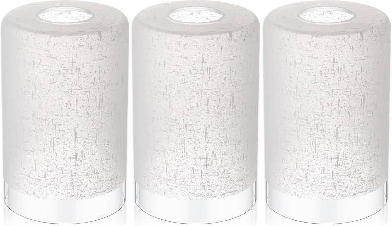 lot 491833 image: 3 Pcs White Linen Frosted Glass Shade Replacements for Pendant Light Fixtures Glass Lamp Shade Cover, 1-58 Inch Fitter E26 Base, 4w x 6h, Replacement Lamp Globe for Chandelier Wall Sconce
