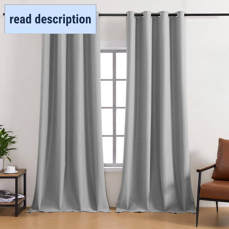 lot 491846 image: YC WINRRARII Grommet 100% Blackout Curtains with Black Liner for Bedroom 96 inches Long 2 Panels Set Blocking Curtains Window Treatments for Living Room Privacy Protection(52 W x 96 L, Deep Gray)