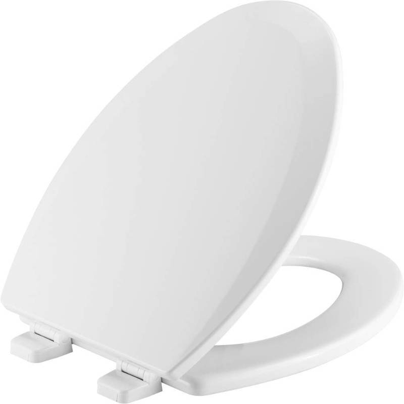 lot 491848 image: Bemis 1500TTT Durable Wood Toilet Seat, Secure Hinges Stay Tight, Made in USA, Elongated, White