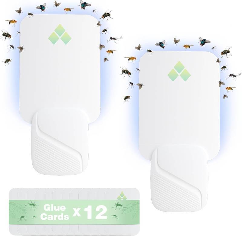 lot 9187180 image: Fly Trap Indoor, Fruit Fly Traps for Indoors, 2 Devices 12 Glue Cards