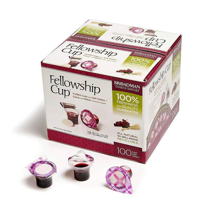 lot 131233 image: BROADMAN CHURCH SUPPLIES Pre-filled Communion Fellowship Cup, Juice and Wafer Set, 100 Count