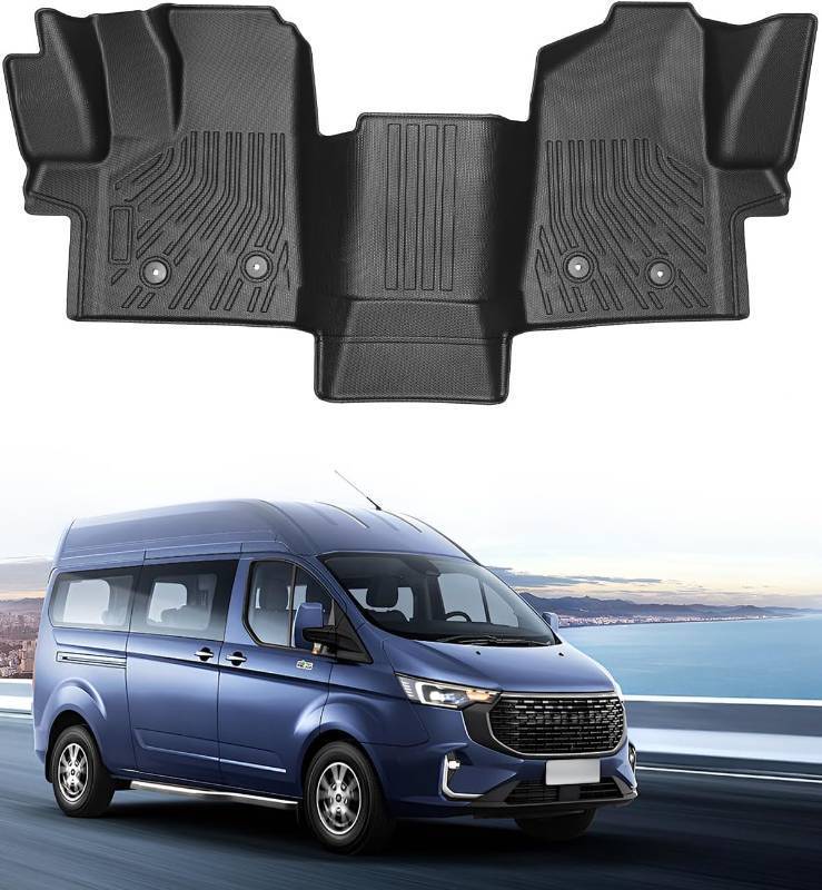 lot 142059 image: ICYHAWS  Floor Mats for Ford Transit 2022-2024 2025 (All Models wVinyl Floors) with 1st Row Bucket Seats, Full-Covered TPE All-Weather Floor Liners Custom Fit Front Row for Ford Transit Accessories