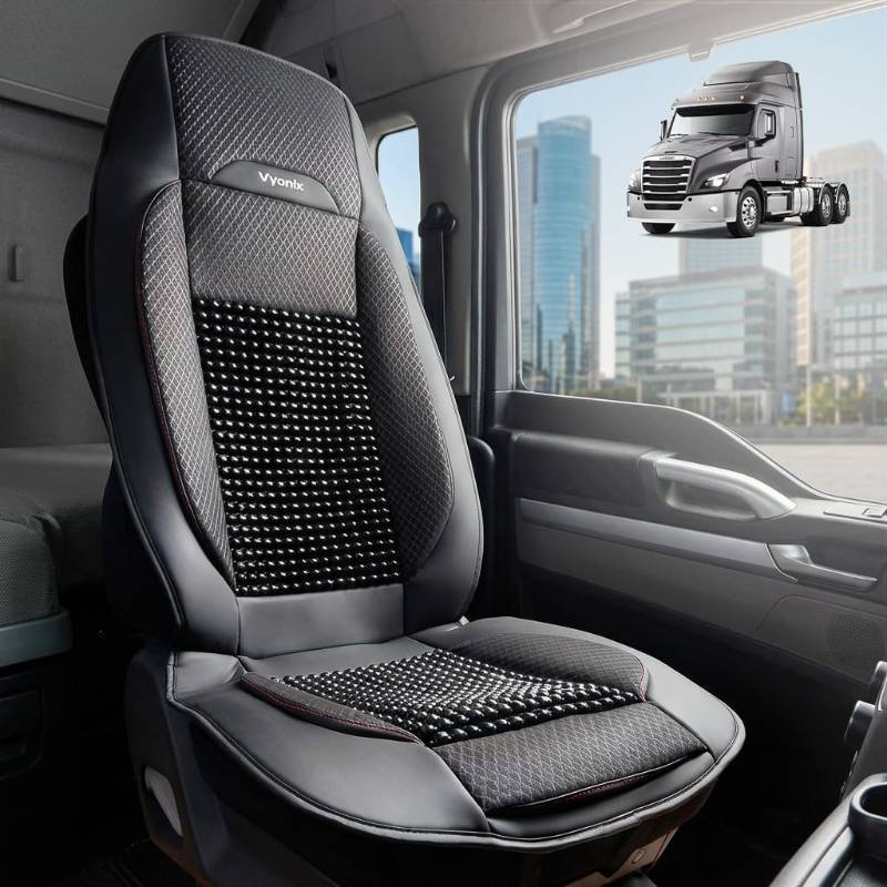 lot 241991 image: Semi Truck Beaded Seat Covers, Cooling Car Seat Cushion for Back Support, Anti-Sweat Seat Covers for Trucks, Universal Fit for Volvo, Kenworth, Freightliner, Improved Comfort & Durability