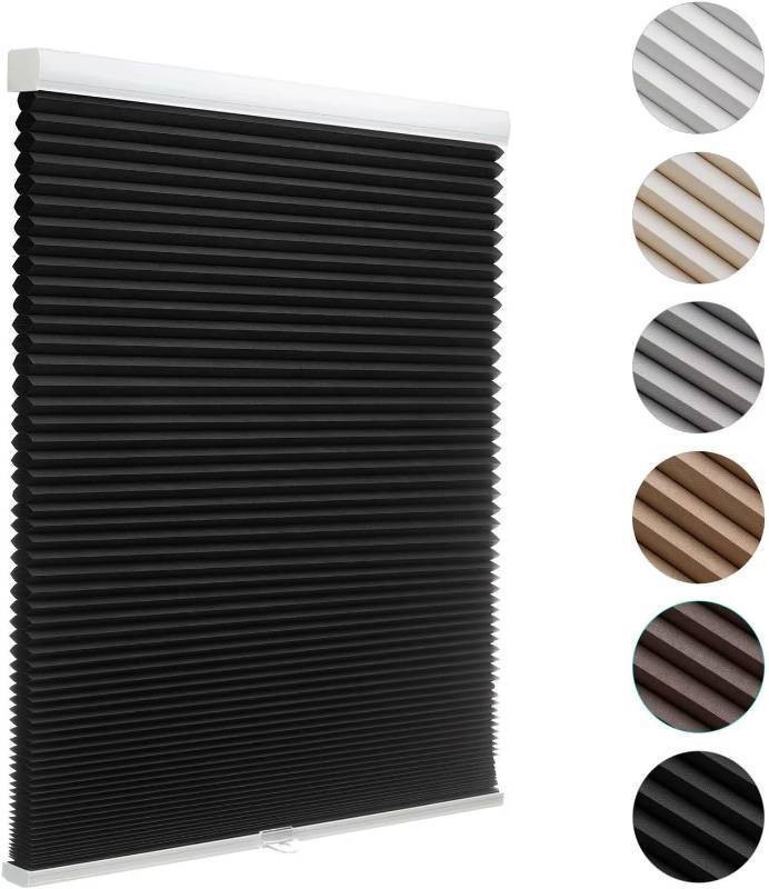 lot 341970 image: MYshade Cordless Blackout Cellular Shades for Windows, Honeycomb Window Shades with Thermal Insulation, Child & Pet Safe Room Darkening Shade, Easy Install, 36 W x 48 H, Black