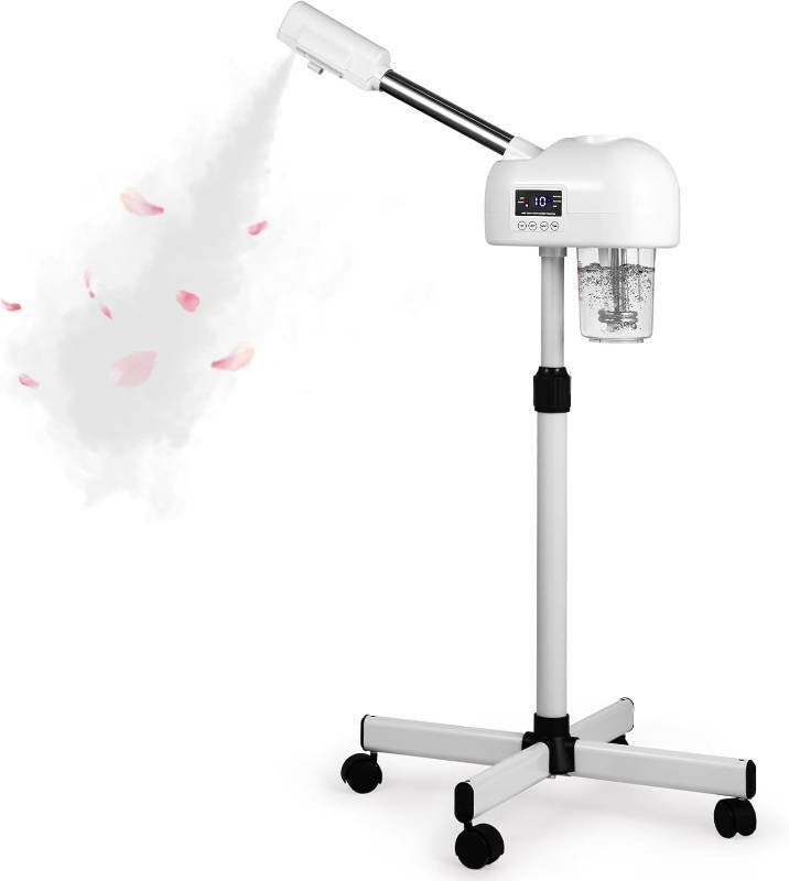 lot 341992 image: Professional Facial Steamer for Estheticians, Hot Mist & Timer Function, Vaporizador Facial Professional Steamer On Wheels for Home Use & Spa Salon Skin Cleasning