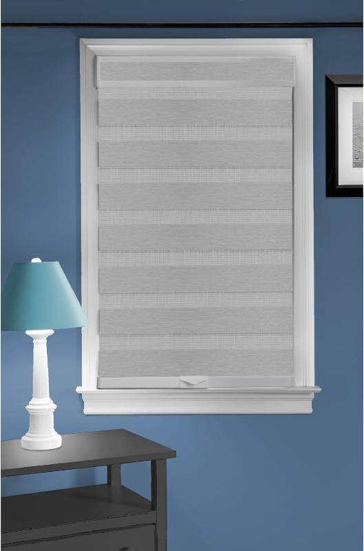 lot 441943 image: Cordless Celestial Sheer Double Layered Window Shade 23 W x 72 L - Heather Grey