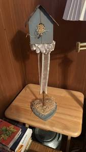 lot 2688 image: Decorative Blue Birdhouse on Stand