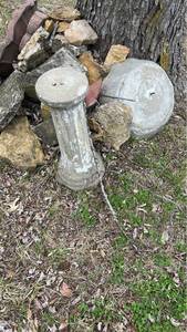 lot 2715 image: 1800s Architectural Stone Column Base and Bird Bath Set