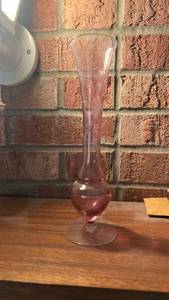 lot 2720 image: Pink Glass Hurricane Vase