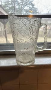 lot 2726 image: Crackle Glass Water Pitcher