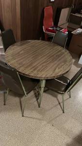 1950s Round Formica Dining Set with 4 Chairs