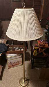 lot 2743 image: Brass Floor Lamp with Pleated Shade