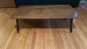 MCM Brown Wooden Coffee Table with Black Legs