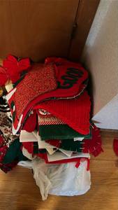 lot 2748 image: Christmas Holiday Fabric Bundle and MCM vintage deco