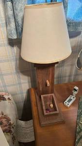 lot 2750 image: Wooden Column Table Lamp with Storage