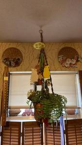 lot 2754 image: Owl Wind Chime with Hanging Planters